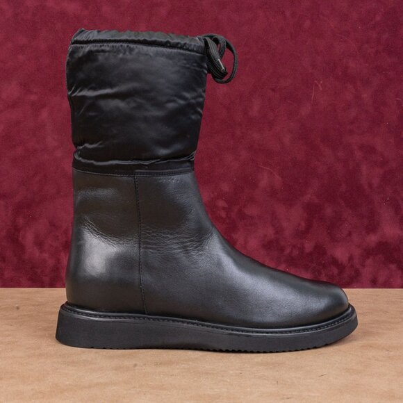 Aquatalia Women Camila Black Leather Narrow Lace-up Mid Calf Boots sz 6.5 - Picture 4 of 8